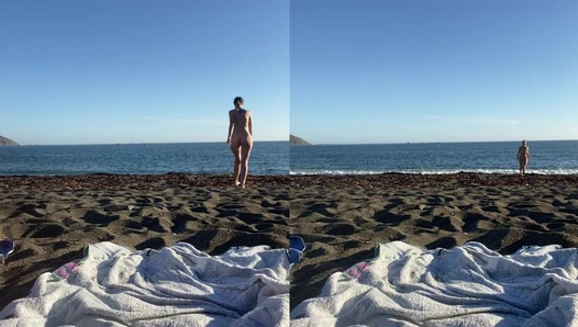 Fun at the nudist beach He thought he could sneak up and get me while I