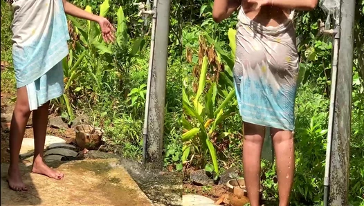 Had an Outdoor shower at my mothers home and my stepbrother ..