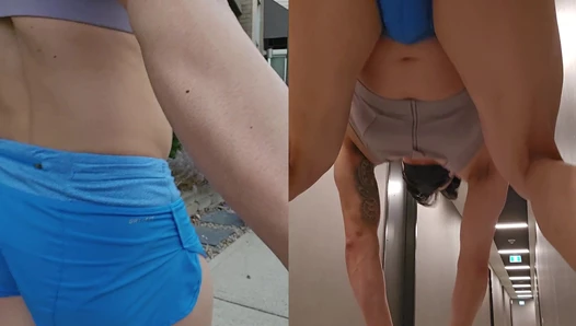 Public enema on the street! Lets get wet and go on an adventure together! - 1