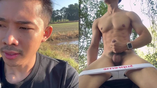 เอ้าดอร์ทุ่งนาริมสระเด้งเสียวจนมีคนขับรถมา พุ่งกระจาย หลบไ..