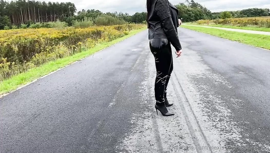 PVC & Leather Look OUTDOOR walking You are just behind me.....