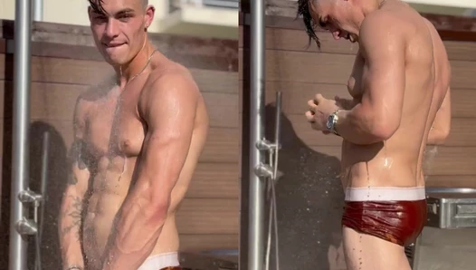 I put on a lil show at the outdoor shower...