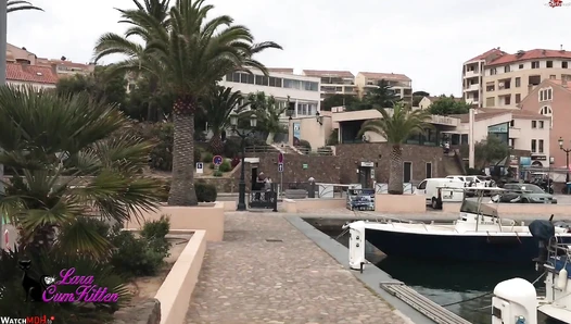 Lara Cumkitten - simply cheeky PUBLIC PISS in the middle of the marina with Lara-CumKitten