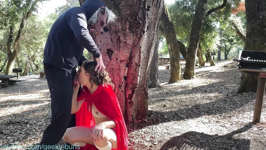 Geekybuns - Little Red savaged by the Big Bad Wolf, sucks his cock and gets a fa [651dc7ec9eae0]