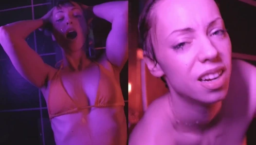 diewildeveganerin - masturbaiting with black dildo under the shower