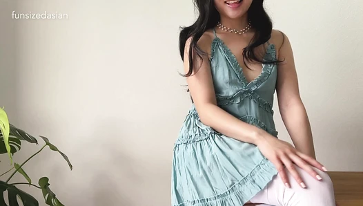 funsizedasian - Ari Riding Blue Sundress