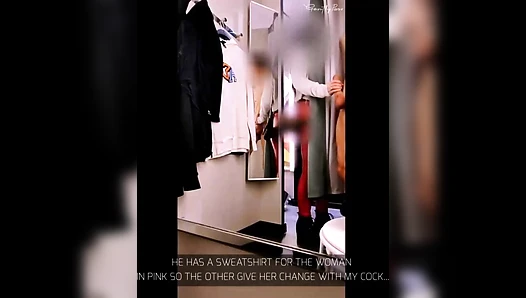 GentlyPerv - DRESSING ROOM Double Handjob with Blowjob Cumshot