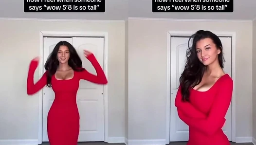 Gianna Thimons - 20260206 47 likes and 1 comments ï½ Gianna Loren Reacts to Being Called Tall in a Red D