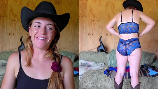 NaughtyRedFarmgirl - tries on new lingerie in barn (1080pNone)