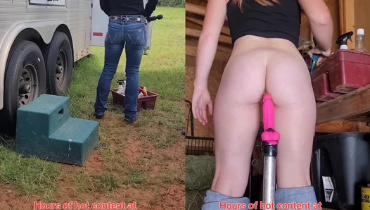 NaughtyRedFarmgirl - Horny Big Ass Redhead fucks herself in both holes, Squirting on the Farm and Bedroom! (1920