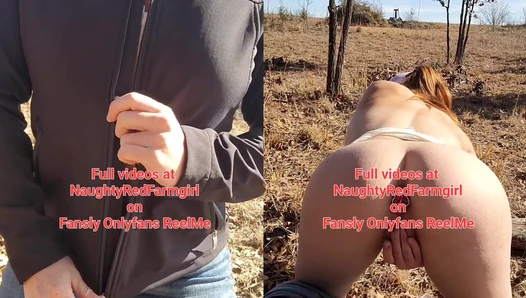 NaughtyRedFarmgirl - Horny Redhead Fucks her Ass outside in the woods! (1080pNone)