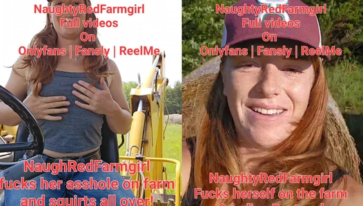 NaughtyRedFarmgirl - Horny Redhead farmgirl fucks her ass and pussy squirting all over the farm! (1920p30)