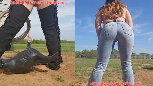 NaughtyRedFarmgirl - Cowgirl Fucks Roping Steer Horn in asshole, Strips down nude on, use [6626b1ff0f87f]