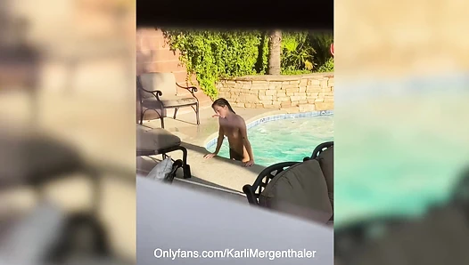 Karli Mergenthaler - Spying on sexy teen in the pool Karli Mergenthaler