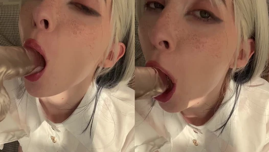 alicemoonvip - black+white hair clear dildo 3
