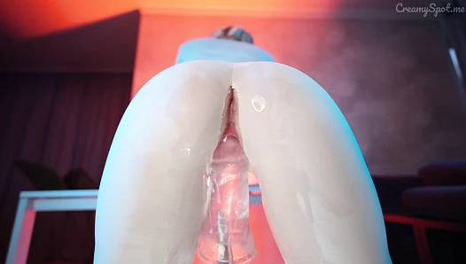 Creamyspot - Transparent Dildo & Fuckmachine Destroy My Pussy in Ripped Yoga Pant [687b39acb85d0]