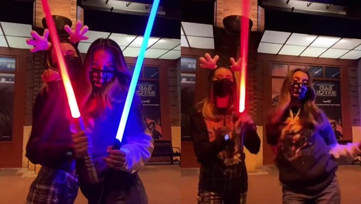 Lea Martinez - masstiktok leaamartinezz brookenobi just two cute girls spinning sabers in downtown Disney d